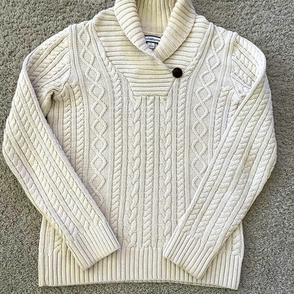 Croft & Barrow collared cable knit sweater. Cream. Size S. - Picture 2 of 11